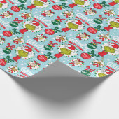 Grinch Merry Grinchmas blaues Muster Geschenkpapier (Ecke)