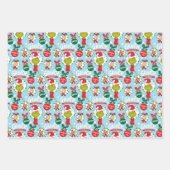 Grinch Merry Grinchmas blaues Muster Geschenkpapier Set (Vorderseite)
