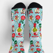 Grinch Merry Grinchmas blaues Muster Socken (Oben)