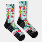 Grinch Merry Grinchmas blaues Muster Socken (Rechts)