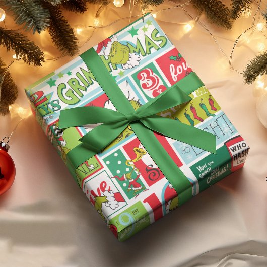 Grinch Merry Grinchmas Muster Geschenkpapier