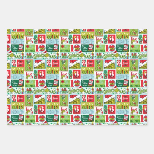 Grinch Merry Grinchmas Muster Geschenkpapier Set (Vorderseite 3)