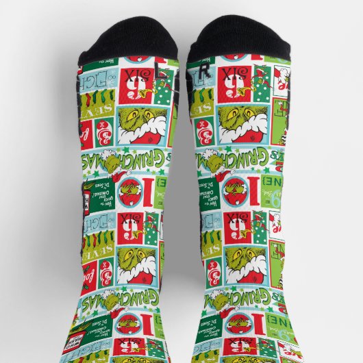 Grinch Merry Grinchmas Muster Socken (Oben)
