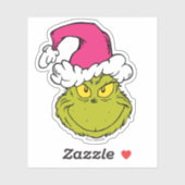 Grinch mit rosa Santa-Hut Aufkleber (Blatt)