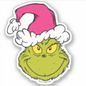 Grinch mit rosa Santa-Hut Aufkleber (Vorderseite)
