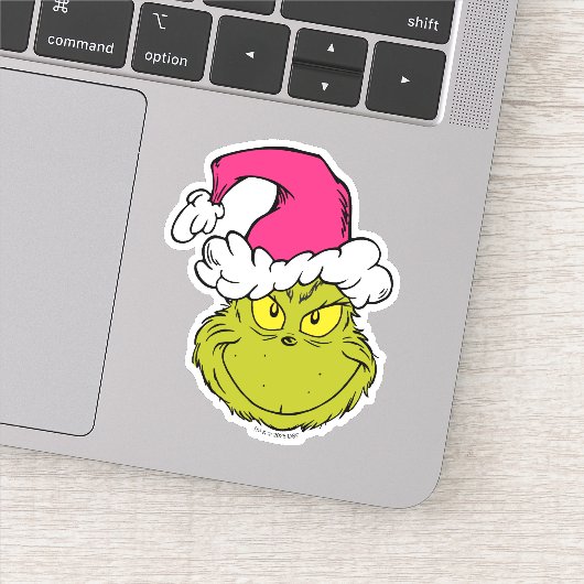 Grinch mit rosa Santa-Hut Aufkleber (Detail)