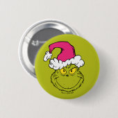Grinch mit rosa Santa-Hut Button (Vorne & Hinten)