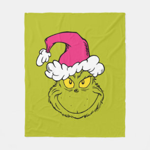 Grinch mit rosa Santa-Hut Fleecedecke