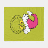 Grinch mit rosa Santa-Hut Fleecedecke (Vorderseite (Horizontal))