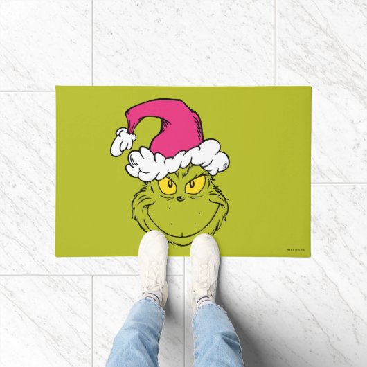 Grinch mit rosa Santa-Hut Fußmatte (Indoor)
