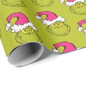 Grinch mit rosa Santa-Hut Geschenkpapier (Rolleneckpunkt)