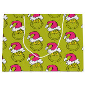 Grinch mit rosa Santa-Hut Große Geschenktüte (Vorderseite)