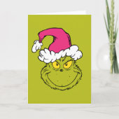 Grinch mit rosa Santa-Hut Karte (Vorderseite)