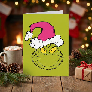 Grinch mit rosa Santa-Hut Karte