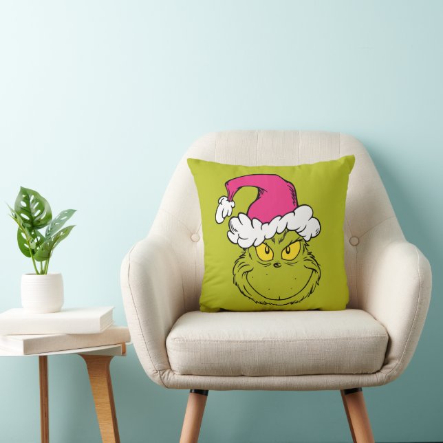 Grinch mit rosa Santa-Hut Kissen (Stuhl )