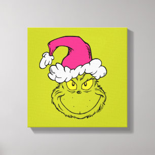 Grinch mit rosa Santa-Hut Leinwanddruck