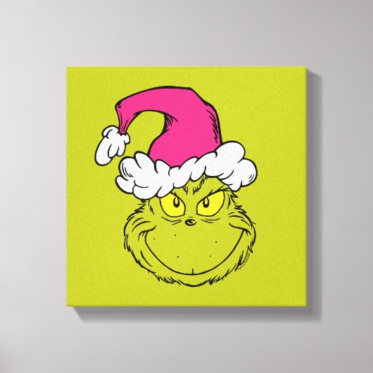 Grinch mit rosa Santa-Hut Leinwanddruck (Vorderseite)