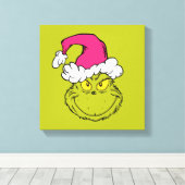 Grinch mit rosa Santa-Hut Leinwanddruck (Insitu (Holzboden))