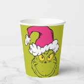 Grinch mit rosa Santa-Hut Pappbecher (Rückseite)