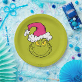 Grinch mit rosa Santa-Hut Pappteller (Party)