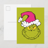 Grinch mit rosa Santa-Hut Postkarte (Vorne/Hinten)