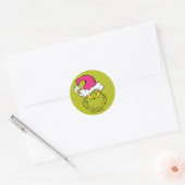 Grinch mit rosa Santa-Hut Runder Aufkleber (Umschlag)