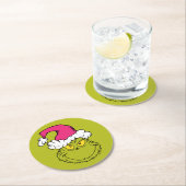 Grinch mit rosa Santa-Hut Runder Pappuntersetzer (Vor Ort)