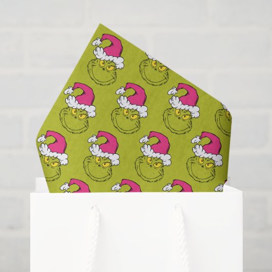 Grinch mit rosa Santa-Hut Seidenpapier (Geschenktüte)