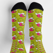 Grinch mit rosa Santa-Hut Socken (Oben)