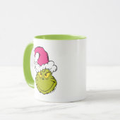 Grinch mit rosa Santa-Hut Tasse (Vorderseite Links)