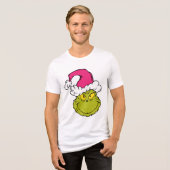 Grinch mit rosa Santa-Hut Tri-Blend Shirt (Vorderseite voll)