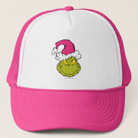 Grinch mit rosa Santa-Hut Truckerkappe (Vorderseite)