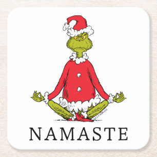 Grinch Namaste Weihnachtsmann Rechteckiger Pappuntersetzer