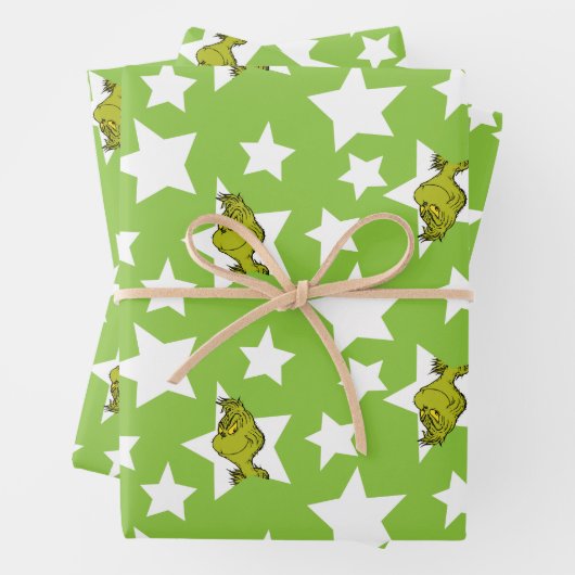 Grinch Peeking Star Pattern Geschenkpapier Set (Beispiel)