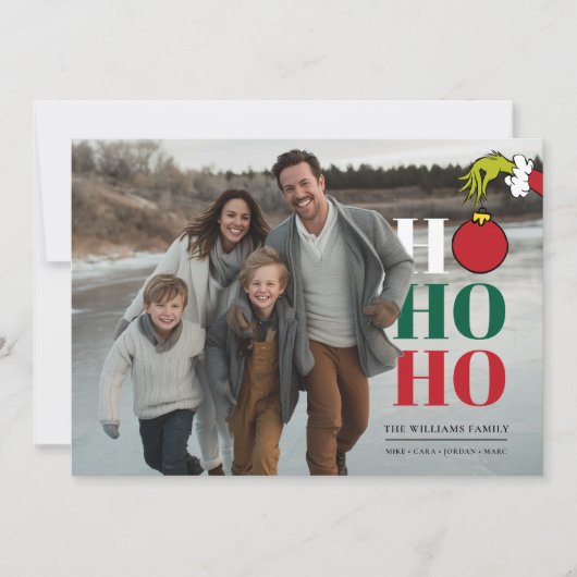 Grinch Personalized Photo Holiday Card Feiertagskarte (Vorderseite)