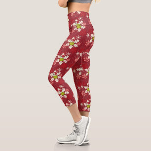 Grinch Red Snowflake Muster Capri Leggings