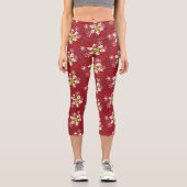 Grinch Red Snowflake Muster Capri Leggings (Vorderseite)