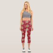 Grinch Red Snowflake Muster Capri Leggings (Vorderseite)