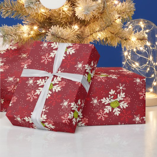 Grinch Red Snowflake Muster Geschenkpapier (Feiertage)