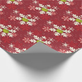Grinch Red Snowflake Muster Geschenkpapier (Ecke)