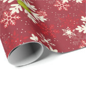 Grinch Red Snowflake Muster Geschenkpapier (Rolleneckpunkt)