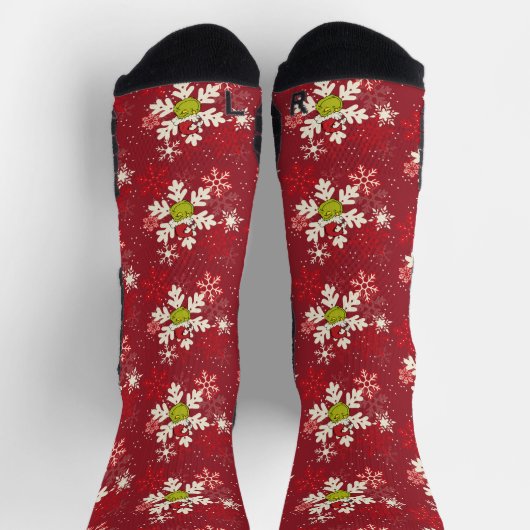 Grinch Red Snowflake Muster Socken (Oben)