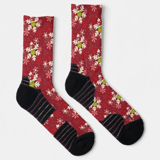 Grinch Red Snowflake Muster Socken (Rechts)