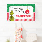Grinch Rot und Grüne Schneeflocke Geburtstag Banner (Insitu)