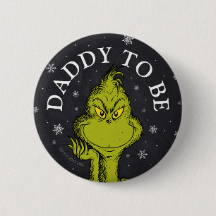 Grinch-Schultafel-Baby-Party Bald Papa Button