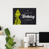 Grinch-Schultafel-Geburtstag Poster (Heimbüro)