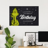 Grinch-Schultafel-Geburtstag Poster (Heimbüro)