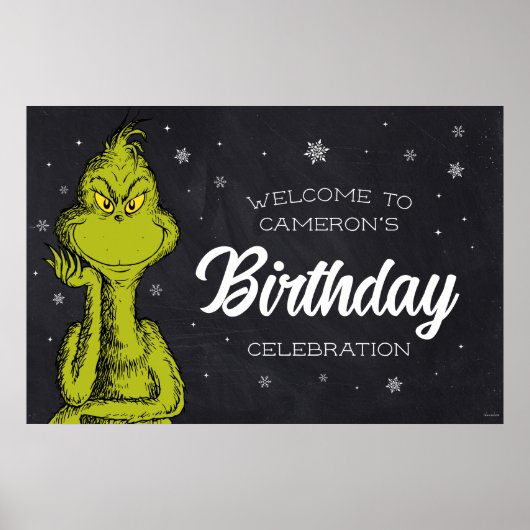 Grinch-Schultafel-Geburtstag Poster (Vorne)