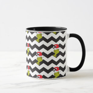 Grinch Schwarz-Weiß-Feiertags-Chevron-Muster Tasse