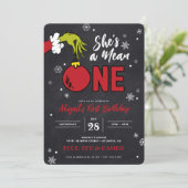 Grinch She is a Gemein One Chalkboard 1st Birthday (Stehend Vorderseite)